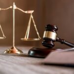 Judge gavel with Justice lawyers, object documents working on table